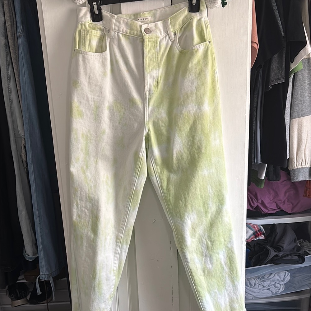 Tie-Dye Green and White Jeans